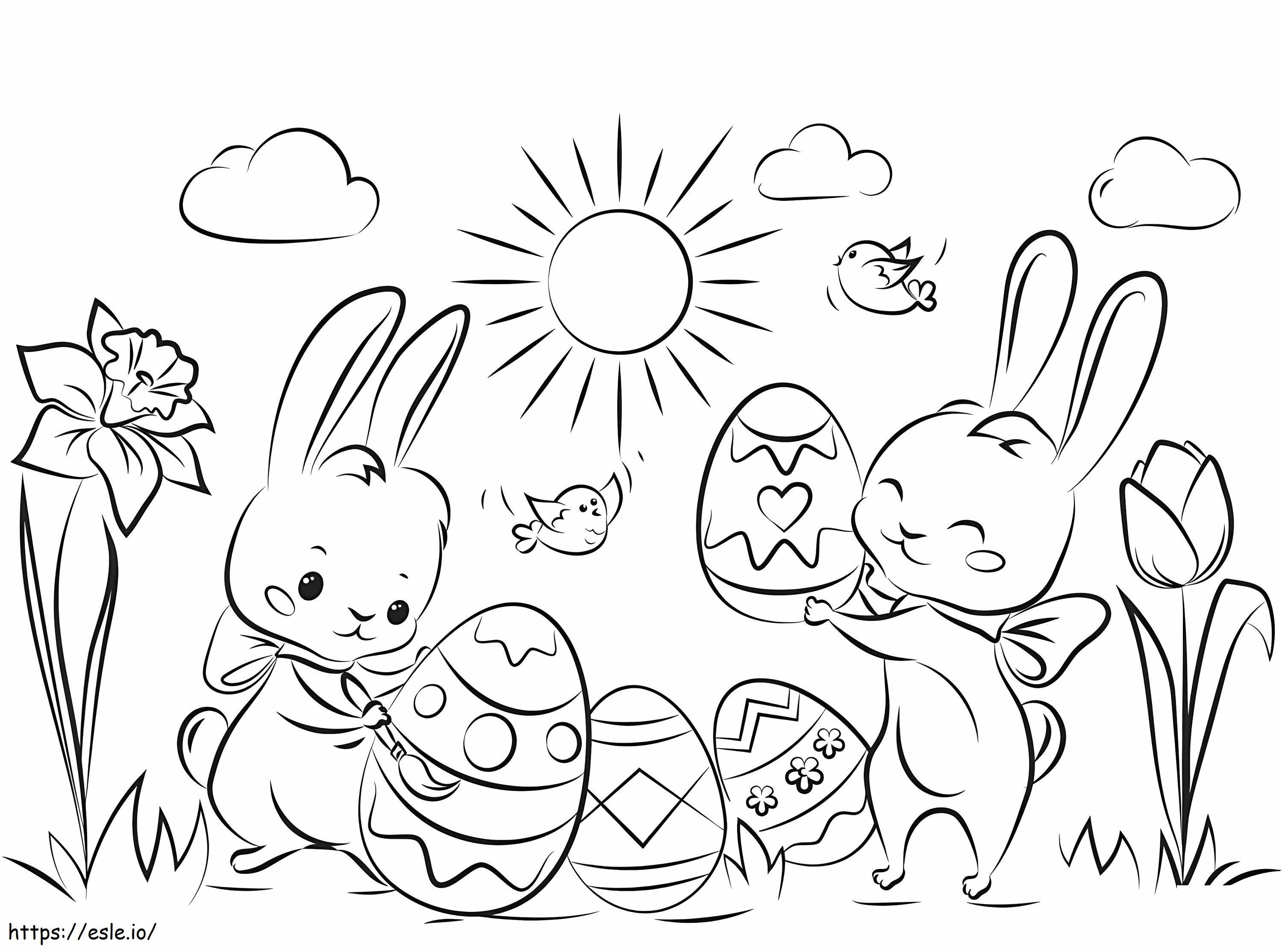 Conejos de Pascua para colorear
