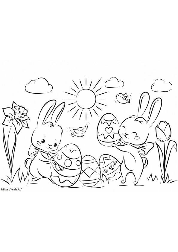 Conigli di Pasqua da colorare