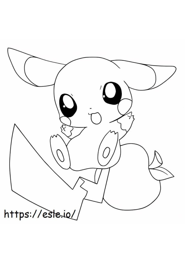 Pichu And Apple coloring page