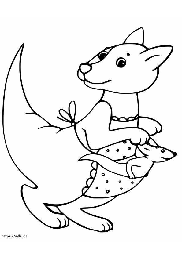 Cute Wallaroo With Baby coloring page