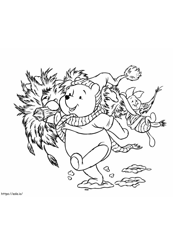 Pooh And Christmas Tree coloring page