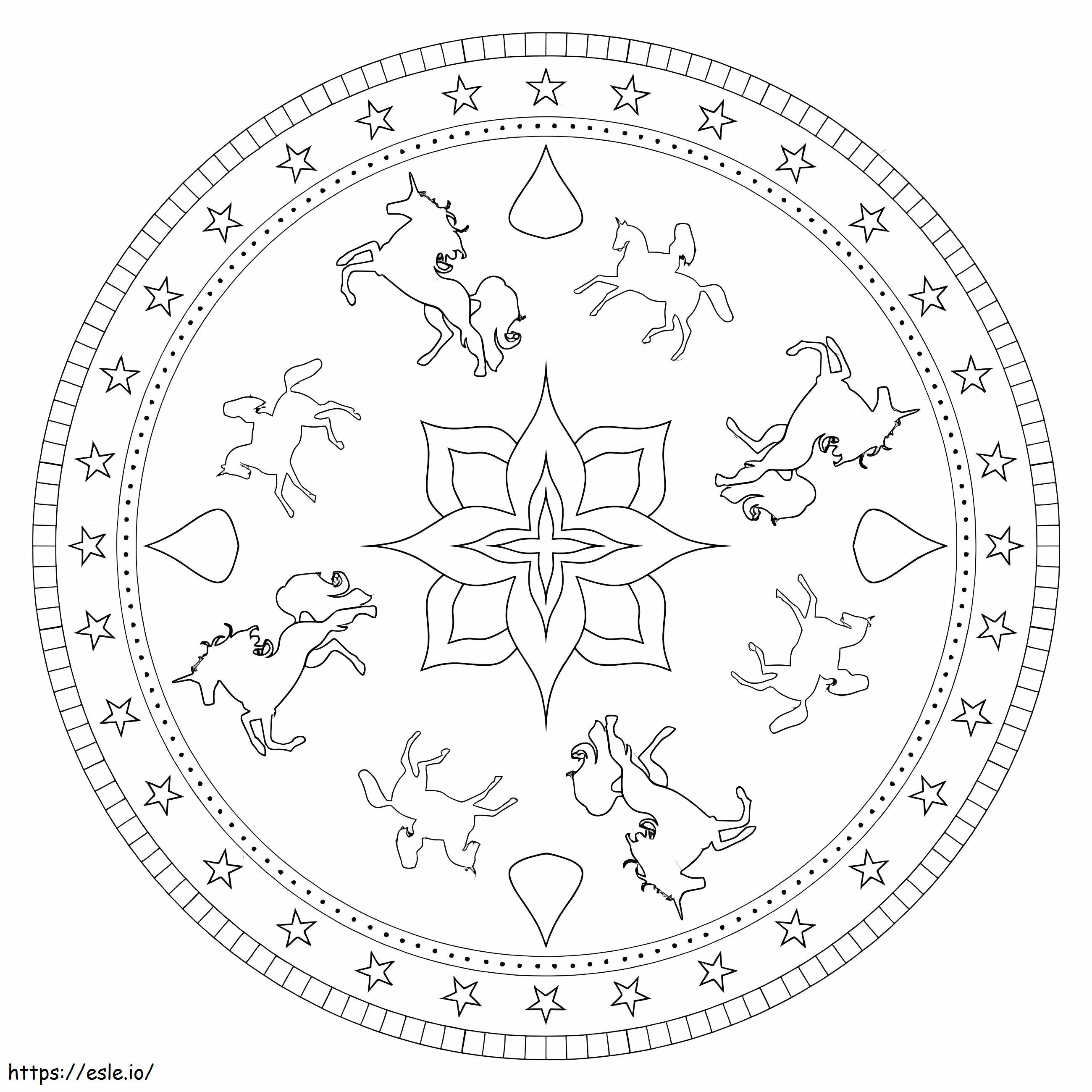 Coloriage Mandala Licorne 9 à imprimer dessin