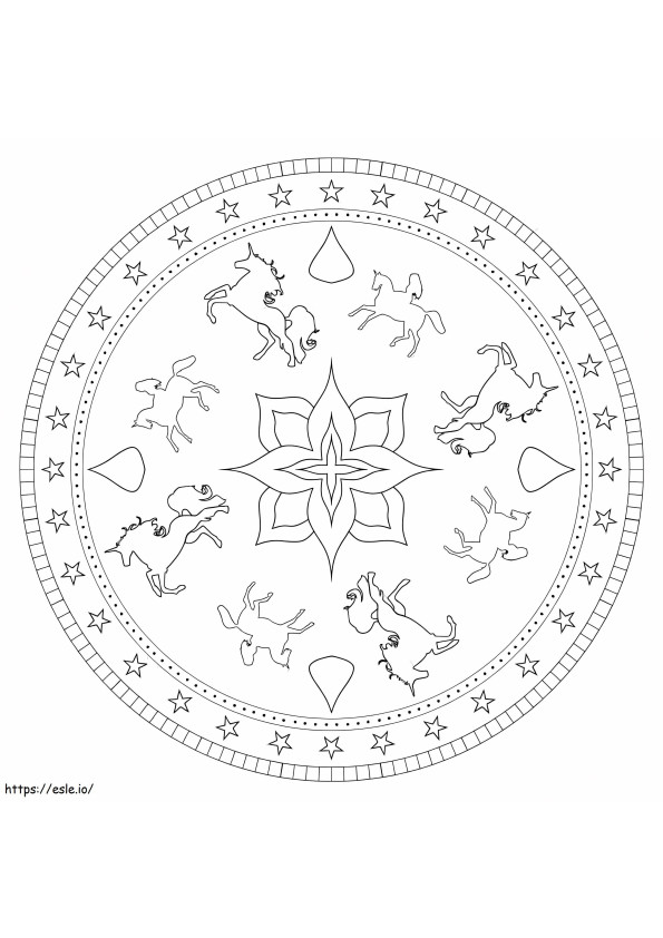 Mandala dell'unicorno 9 da colorare