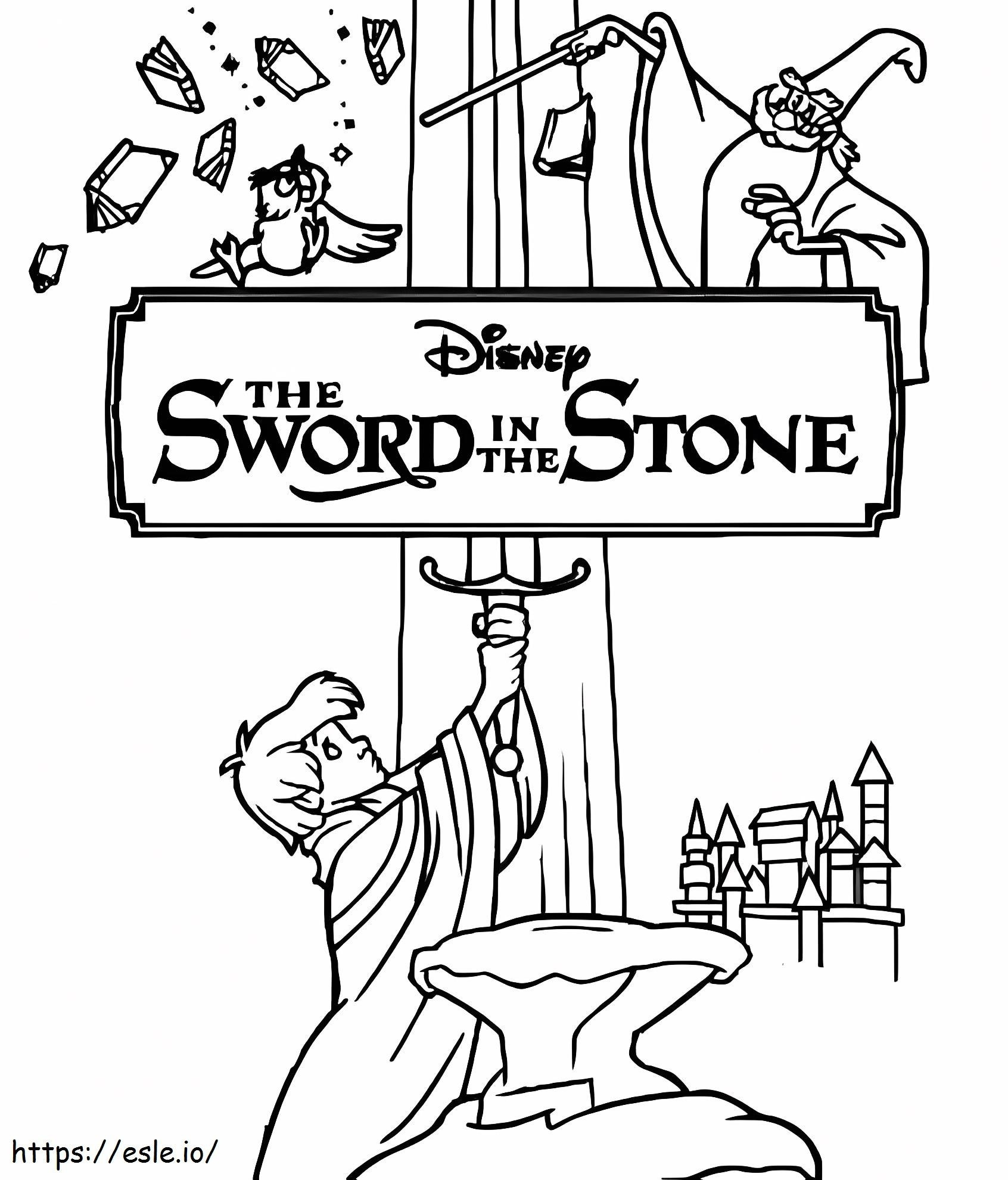 Disney miekka kivessä värityskuva