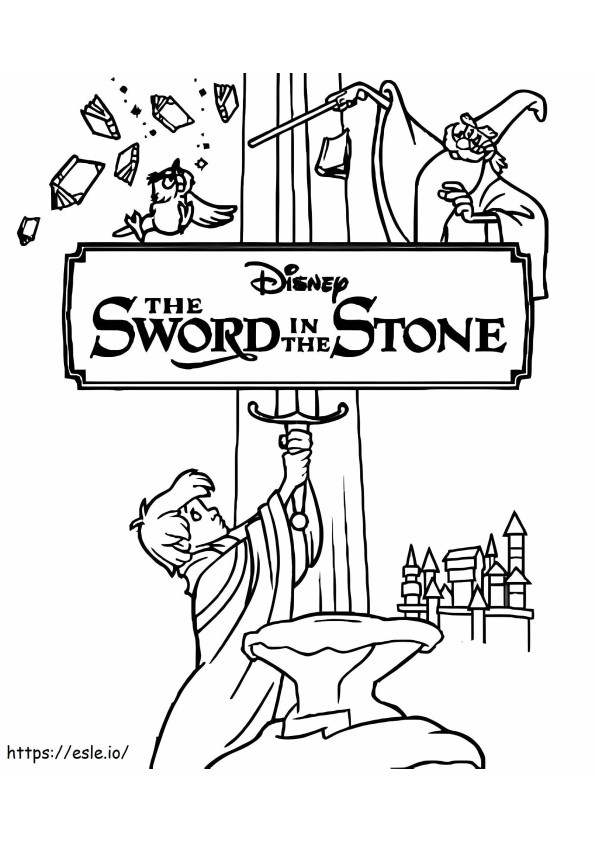 Disney miekka kivessä värityskuva