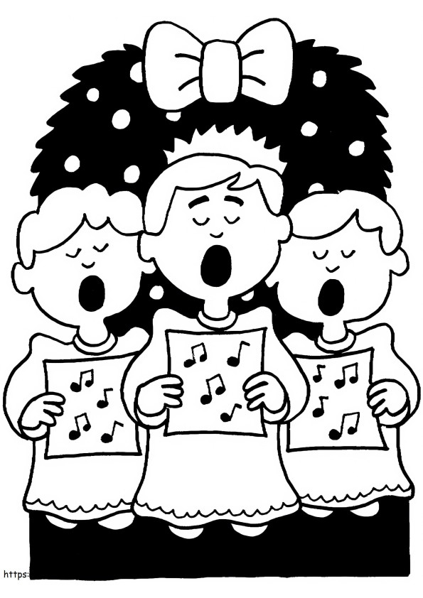 Coloriage Chanter la chanson de Noël à imprimer dessin
