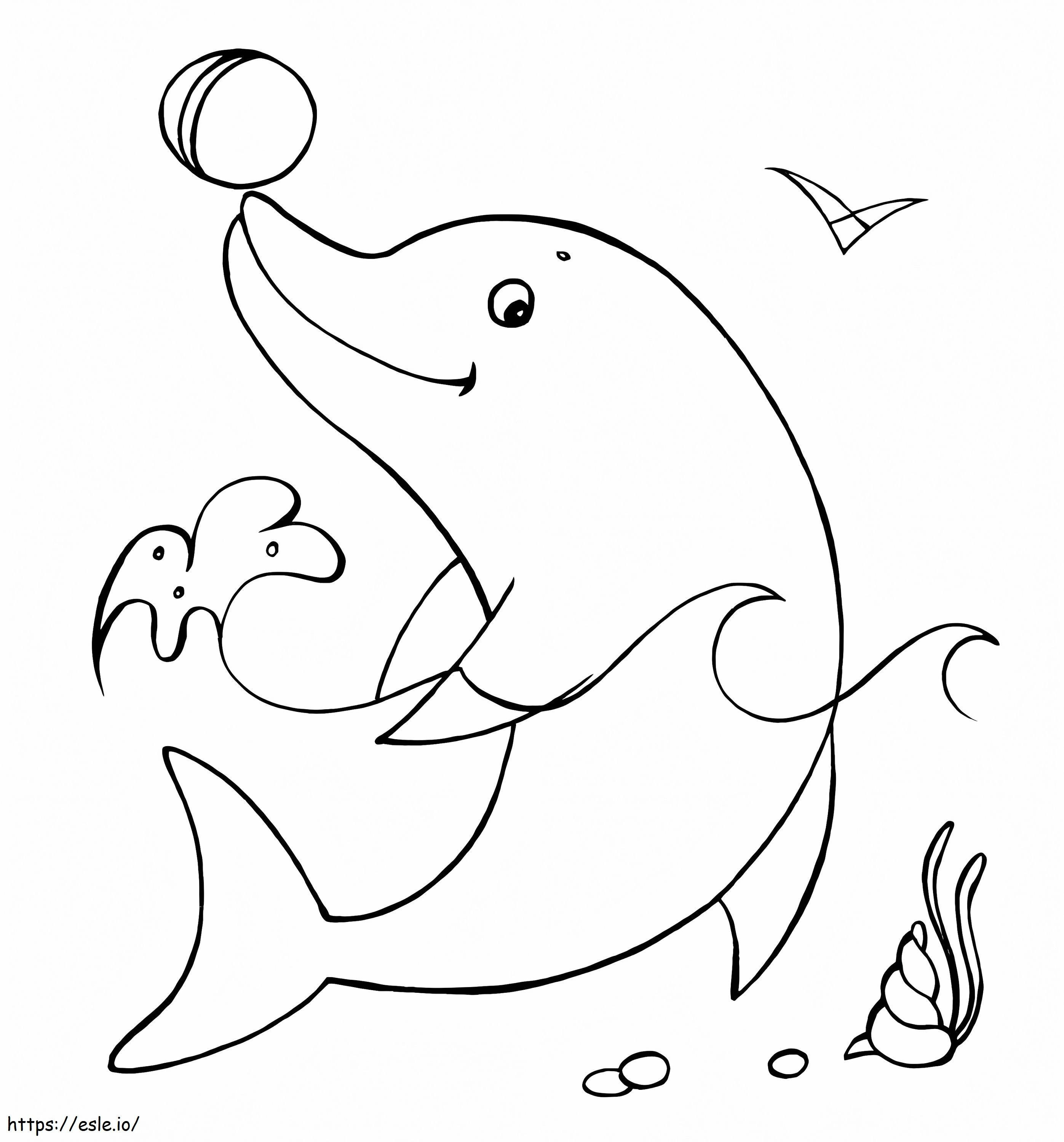 Dolphin With The Ball coloring page