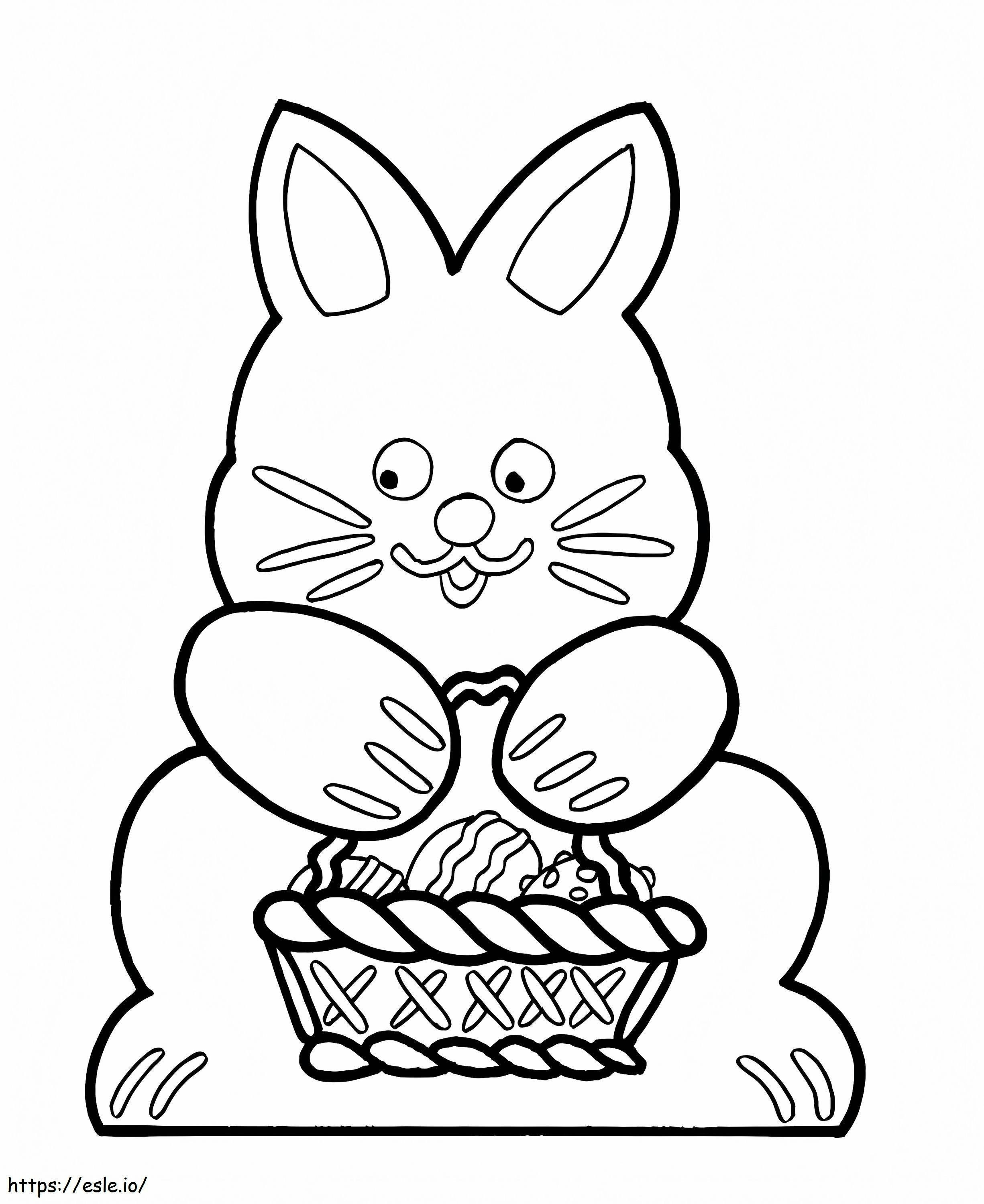 Conejo sosteniendo canasta de Pascua para colorear