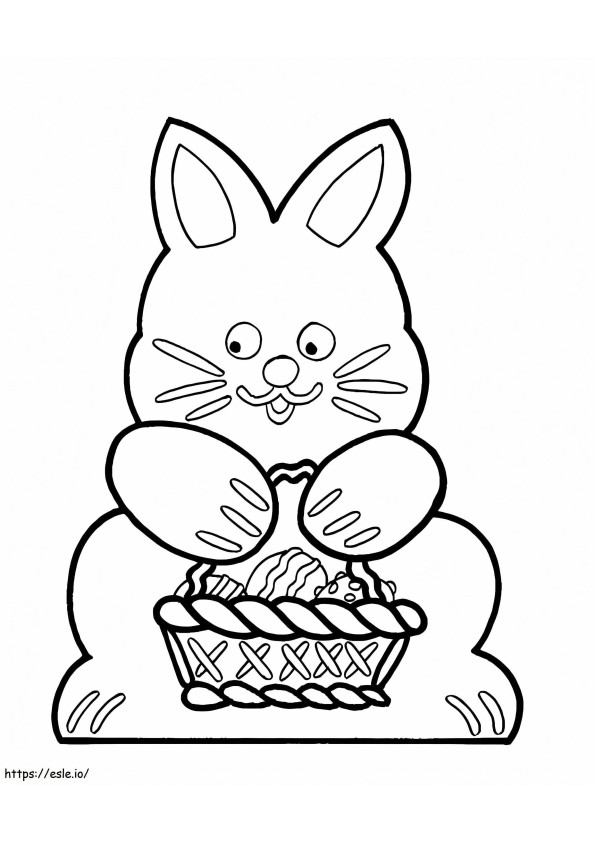 Coloriage Lapin tenant un panier de Pâques à imprimer dessin