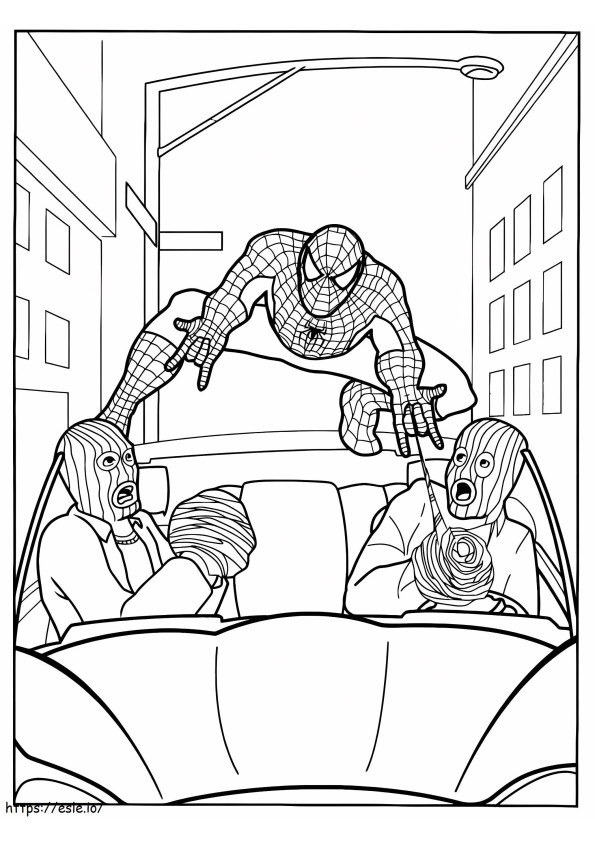 Coloriage Spiderman et voleur à imprimer dessin