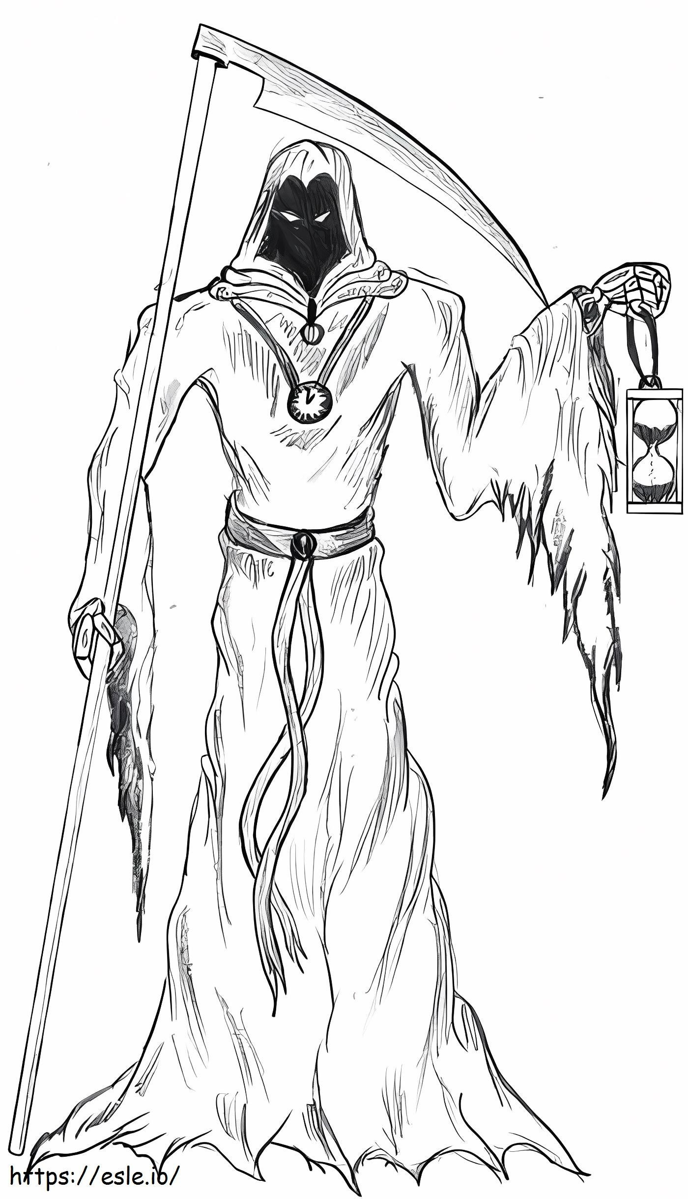 Grim Reaper com ampulheta para colorir
