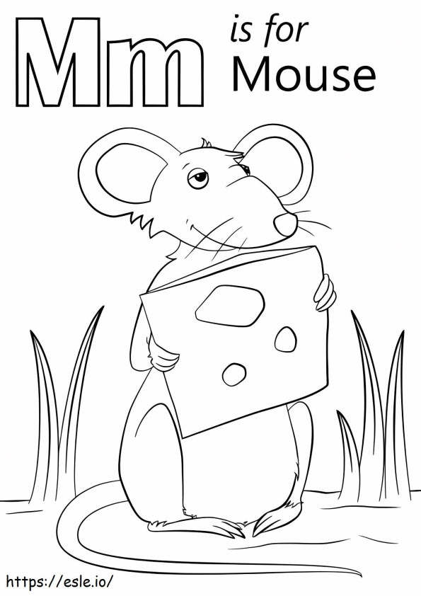 Coloriage M est pour la souris à imprimer dessin