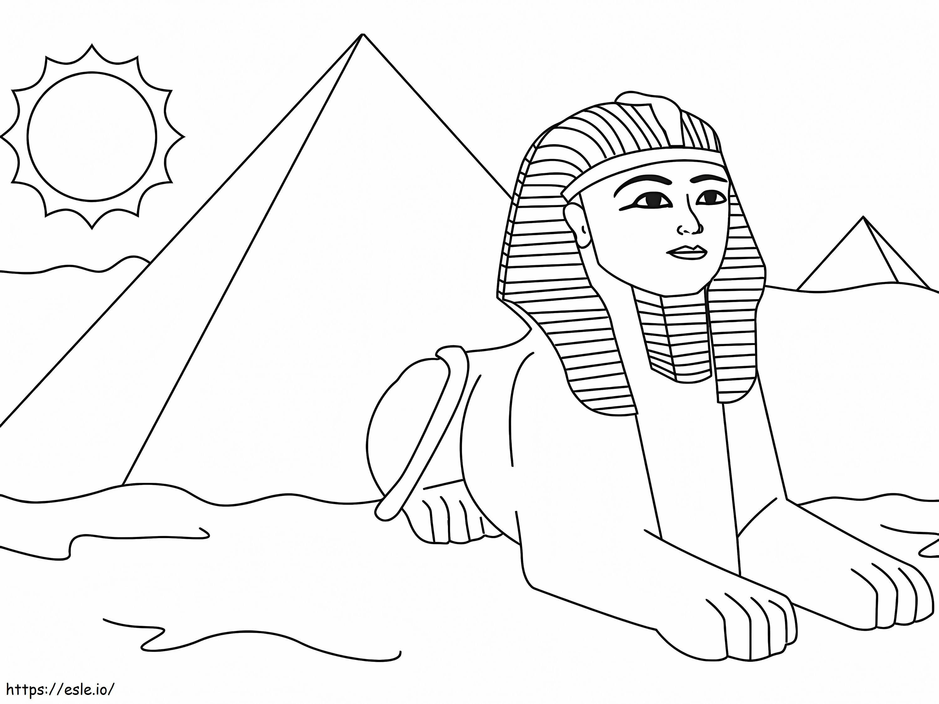 Esfinge e pirâmide para colorir