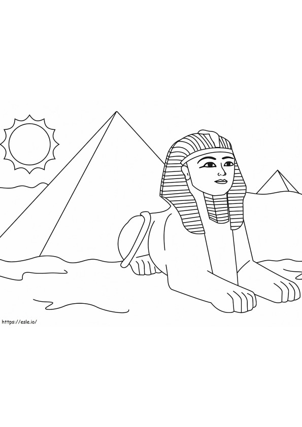 Coloriage Sphinx et pyramide à imprimer dessin