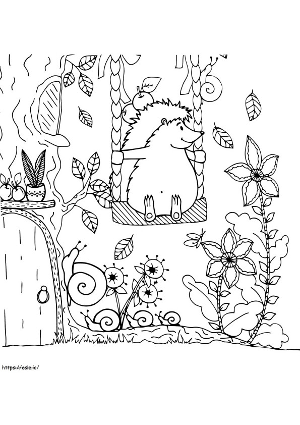 Hedgehog Swing coloring page