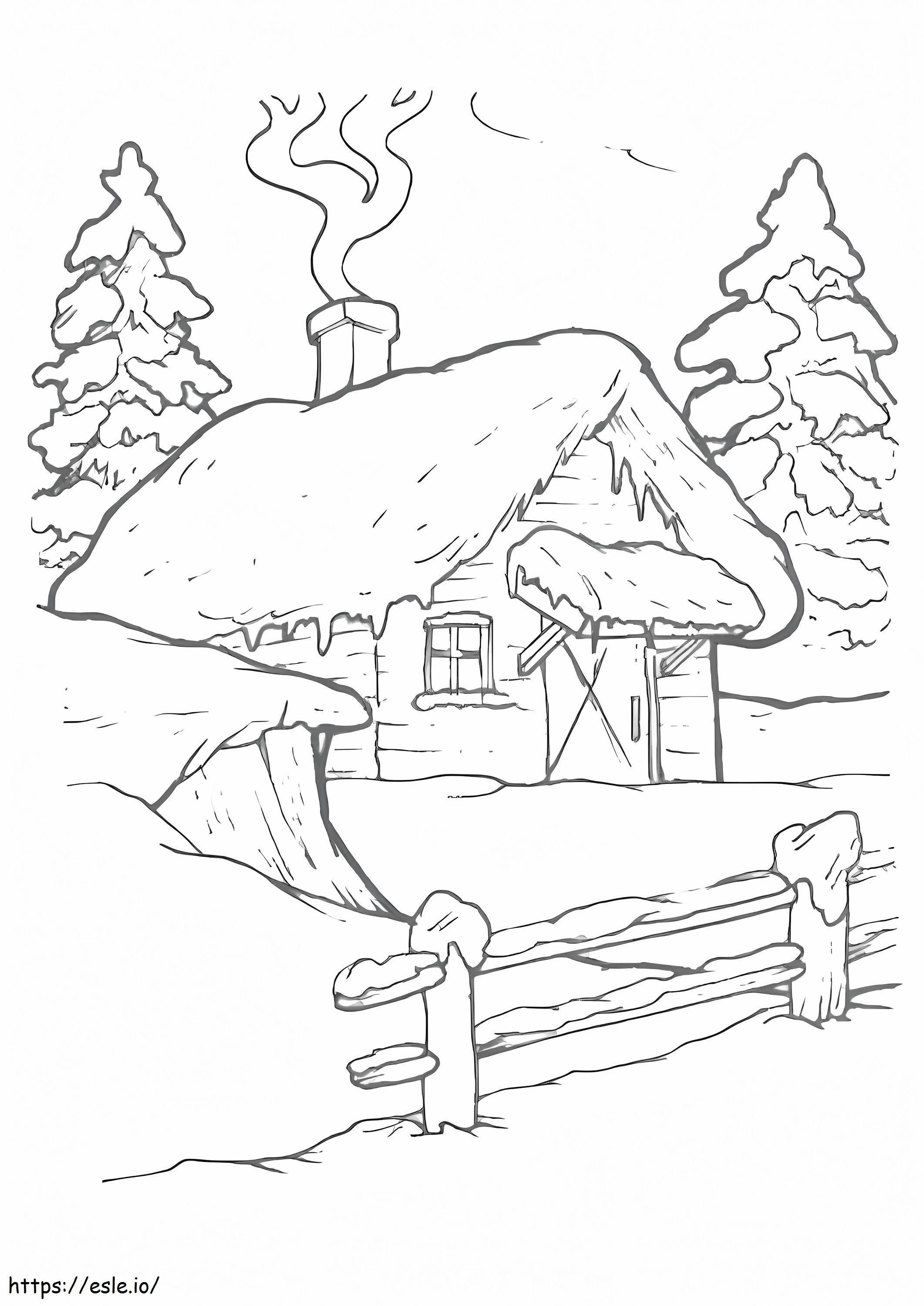 Coloriage Maison dans les bois à imprimer dessin