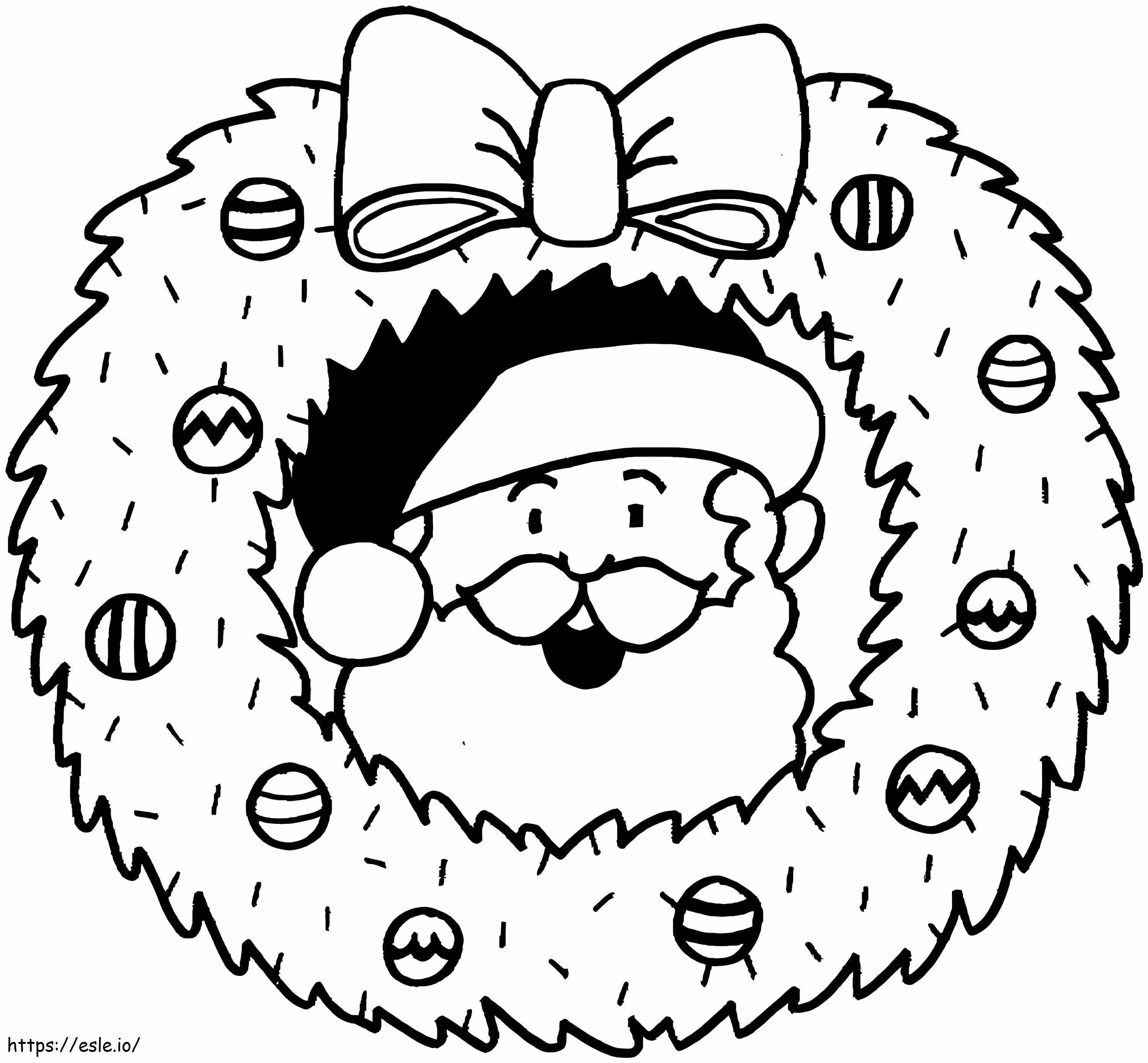 Christmas Wreath With Santa Claus coloring page