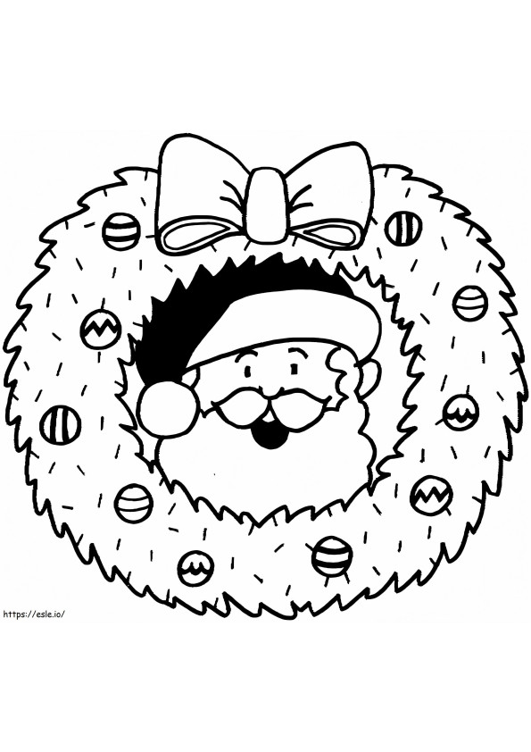 Christmas Wreath With Santa Claus coloring page
