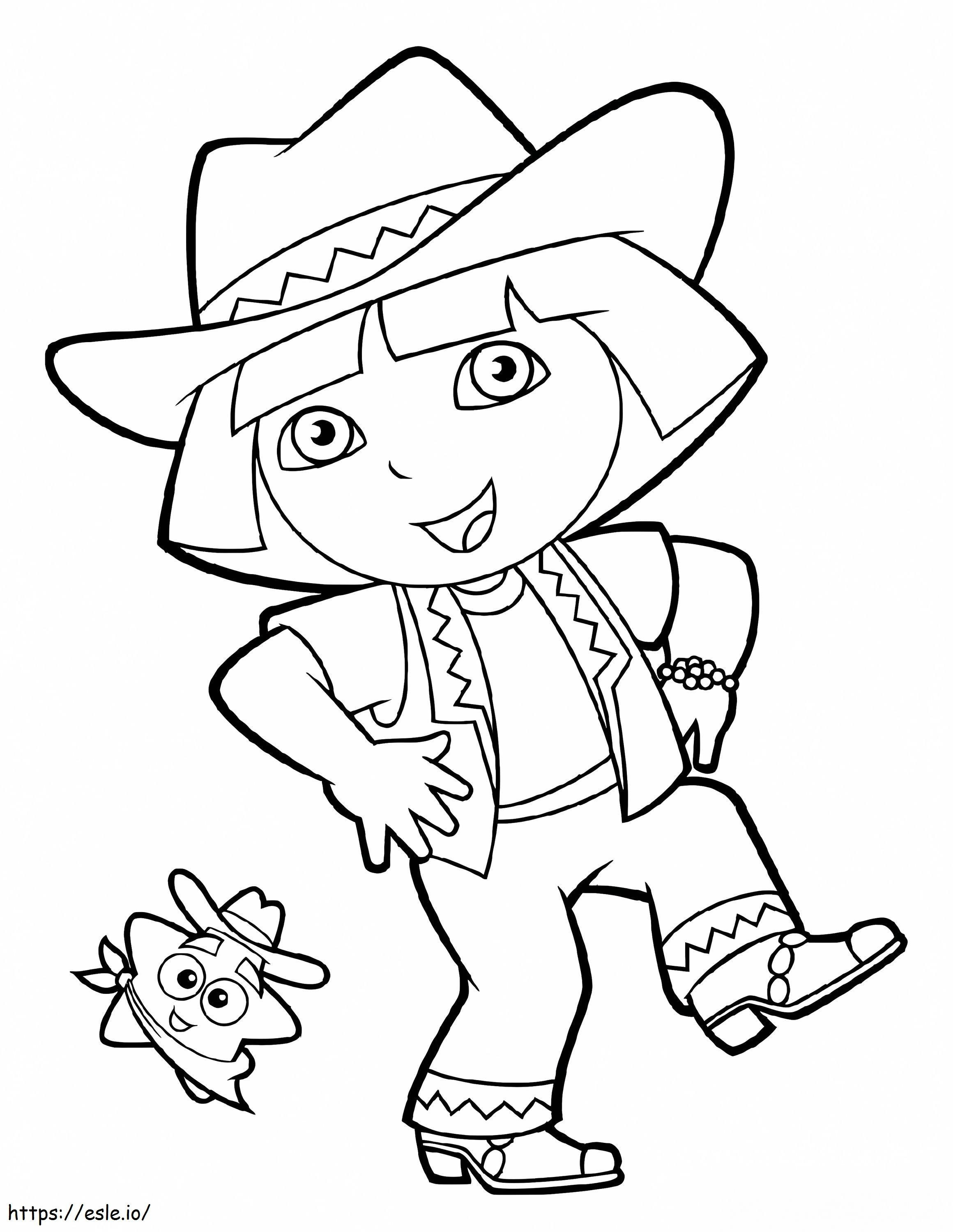 Coloriage Cow-girl Dora à imprimer dessin