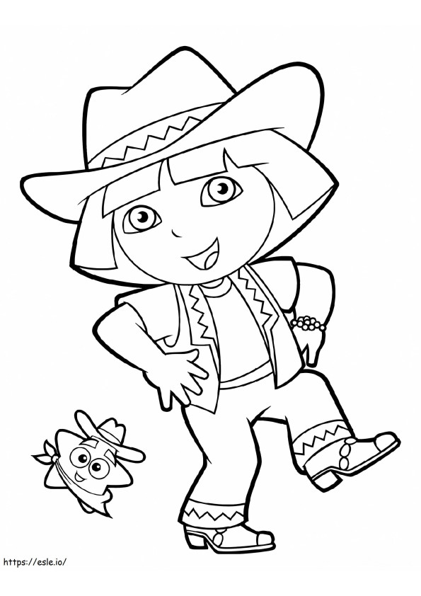 Cowgirl Dora coloring page