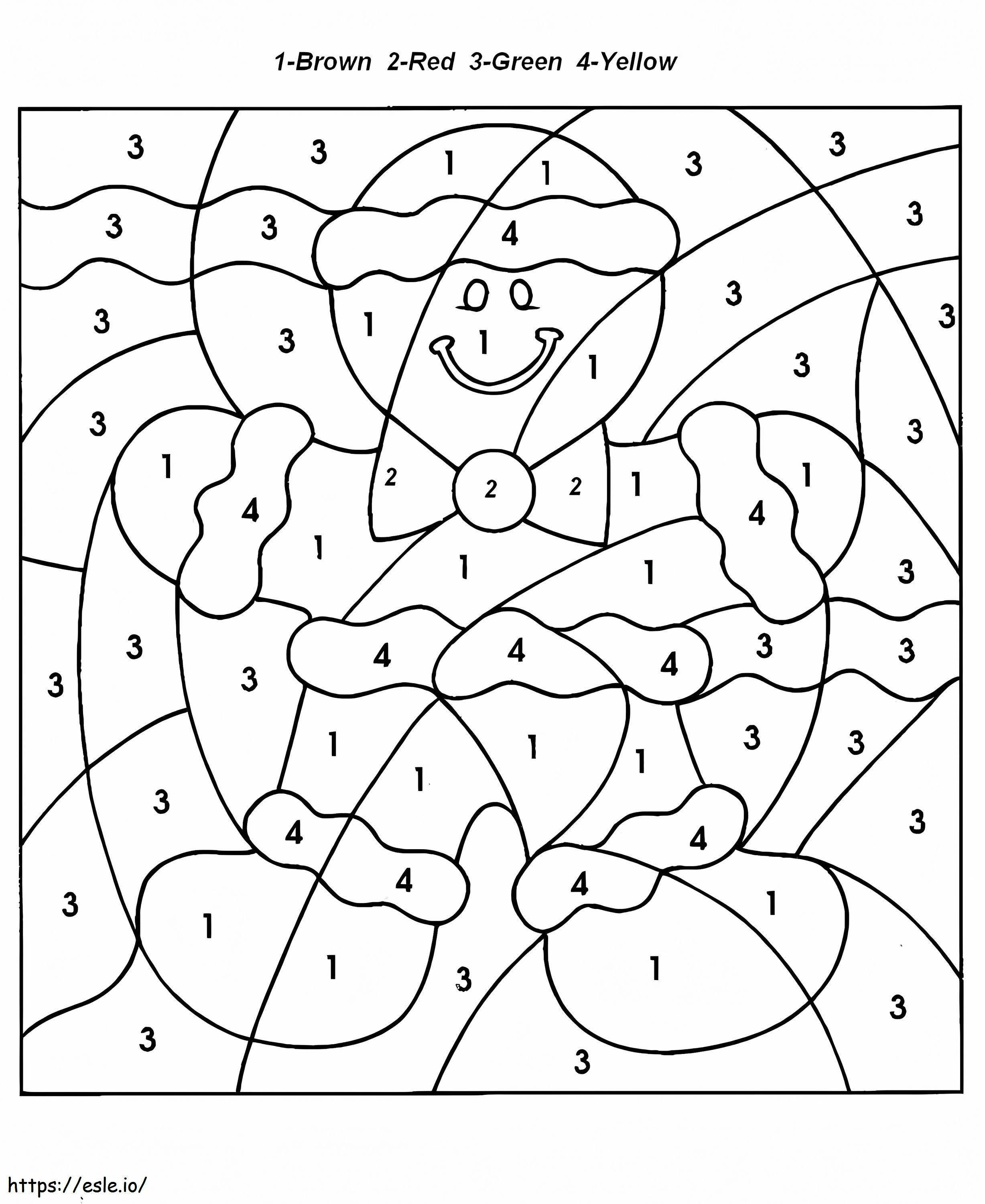 Gingerbread Man Color By Number coloring page