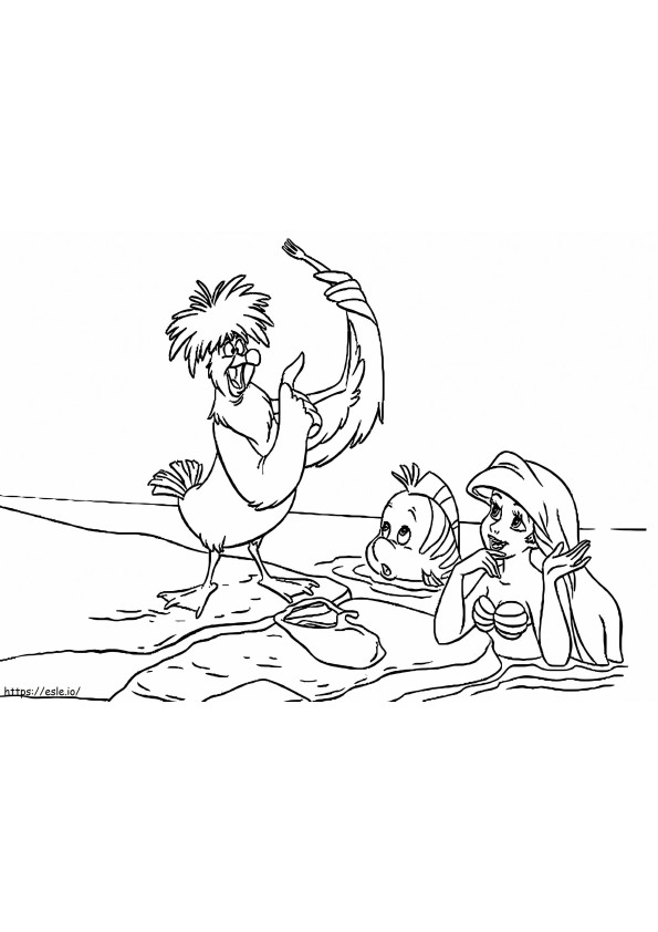 Cute Mermaid Ariel And Friends coloring page