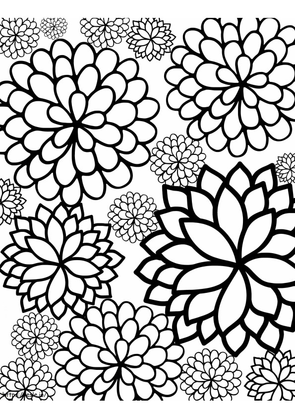 Dahliabloemen Gratis afdrukbaar kleurplaat