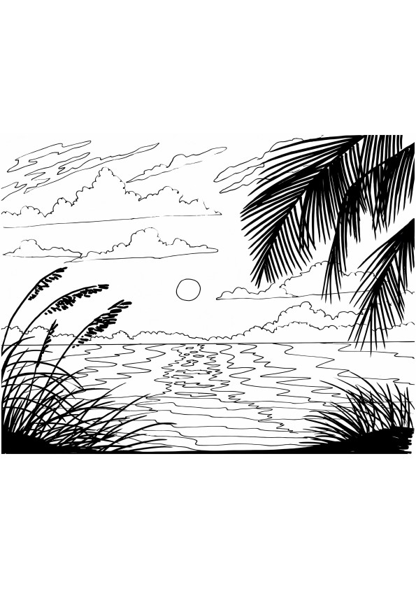 Sunset 2 coloring page