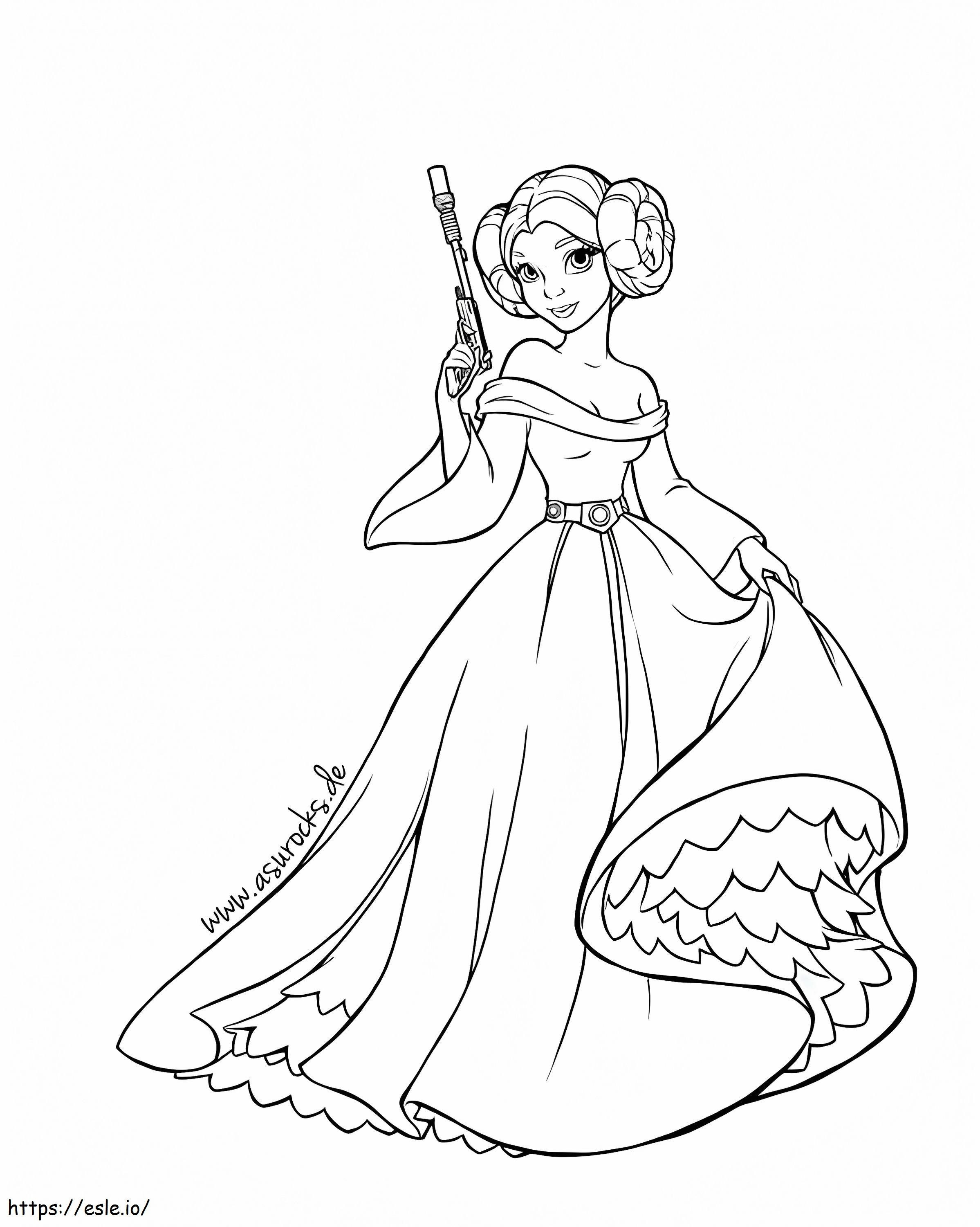 Sarjakuva prinsessa Leia värityskuva