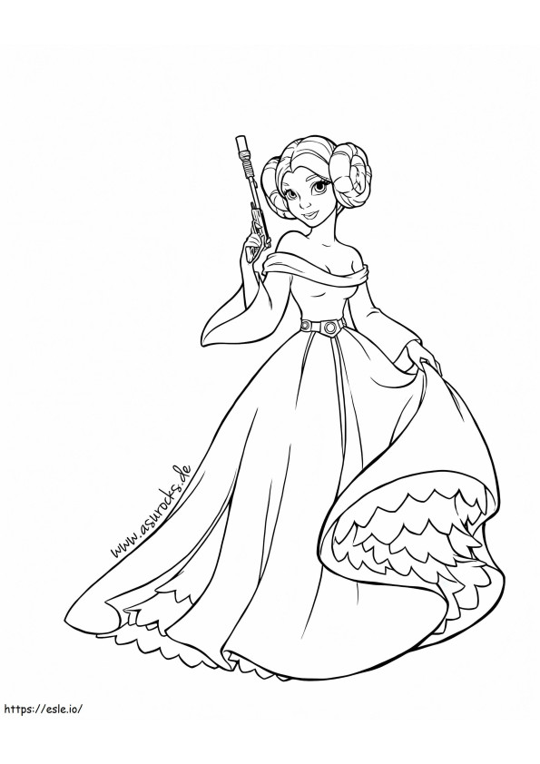 La principessa Leia dei cartoni animati da colorare