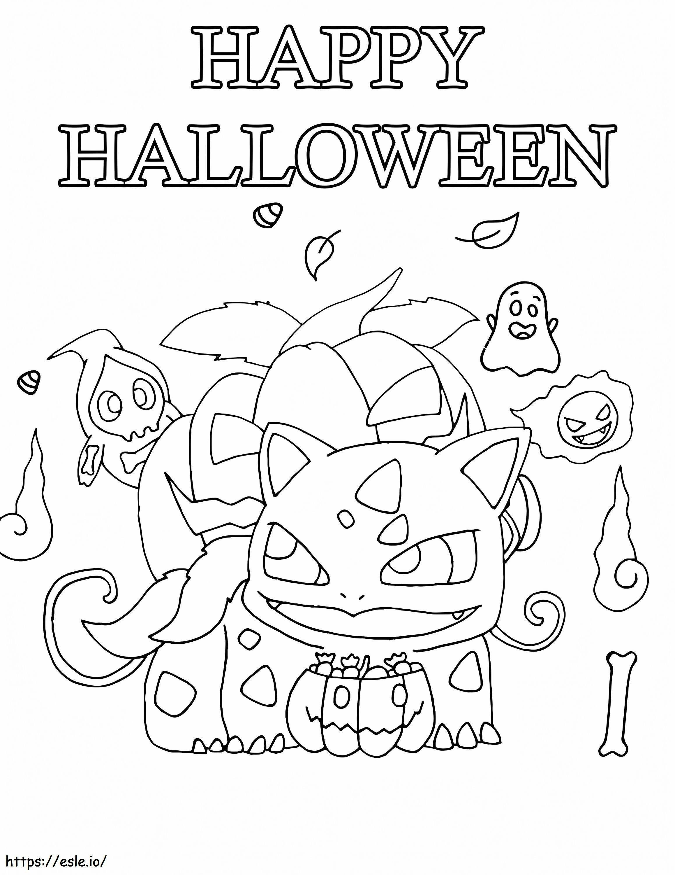 Happy Halloween With Pokemon coloring page