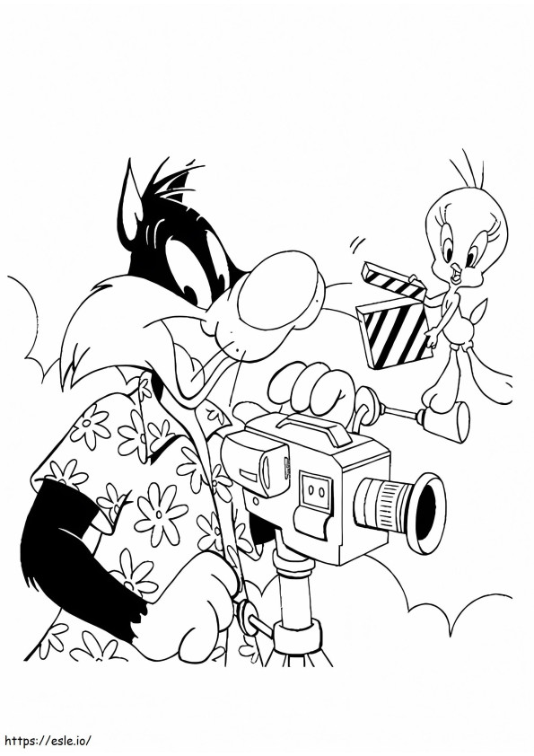 Sylvester With Tweety coloring page