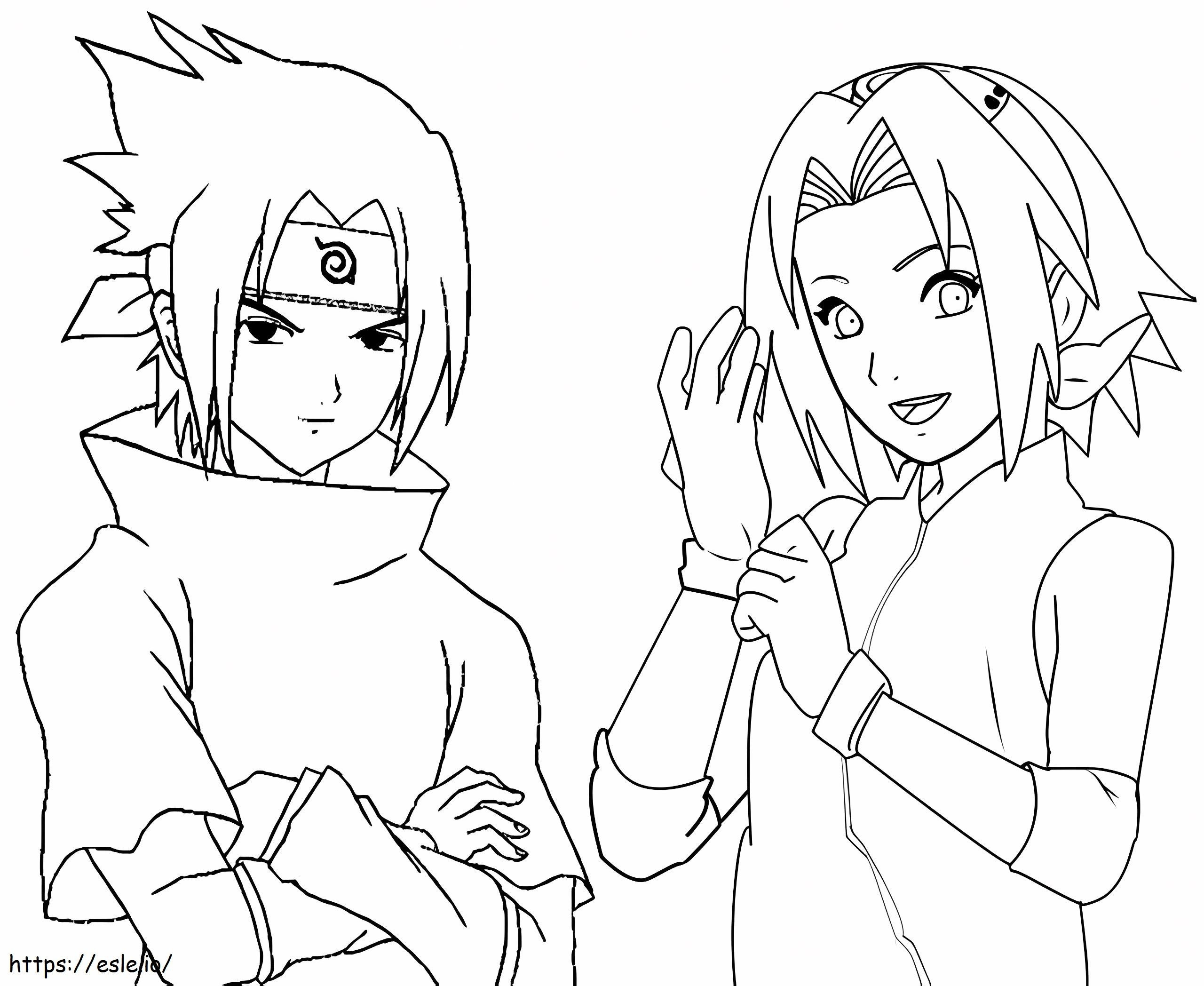 Sakura Haruno Naruton kanssa värityskuva