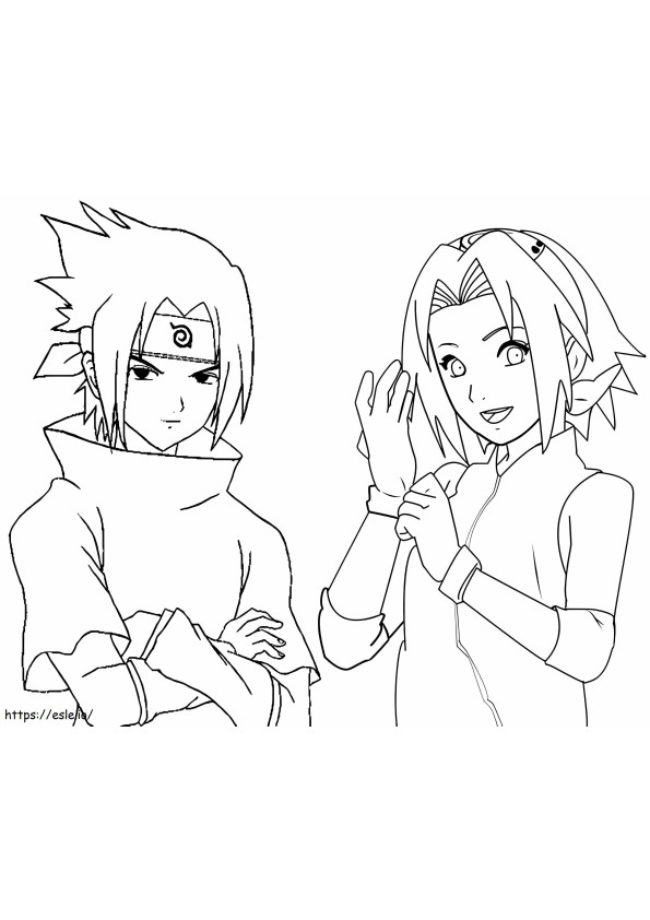 Sakura Haruno Naruton kanssa värityskuva