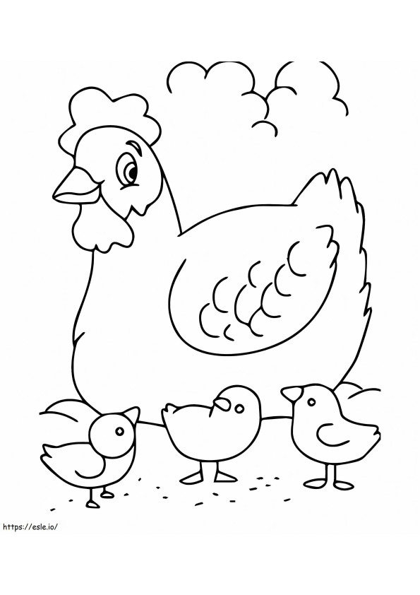 Chicken In A Farm coloring page