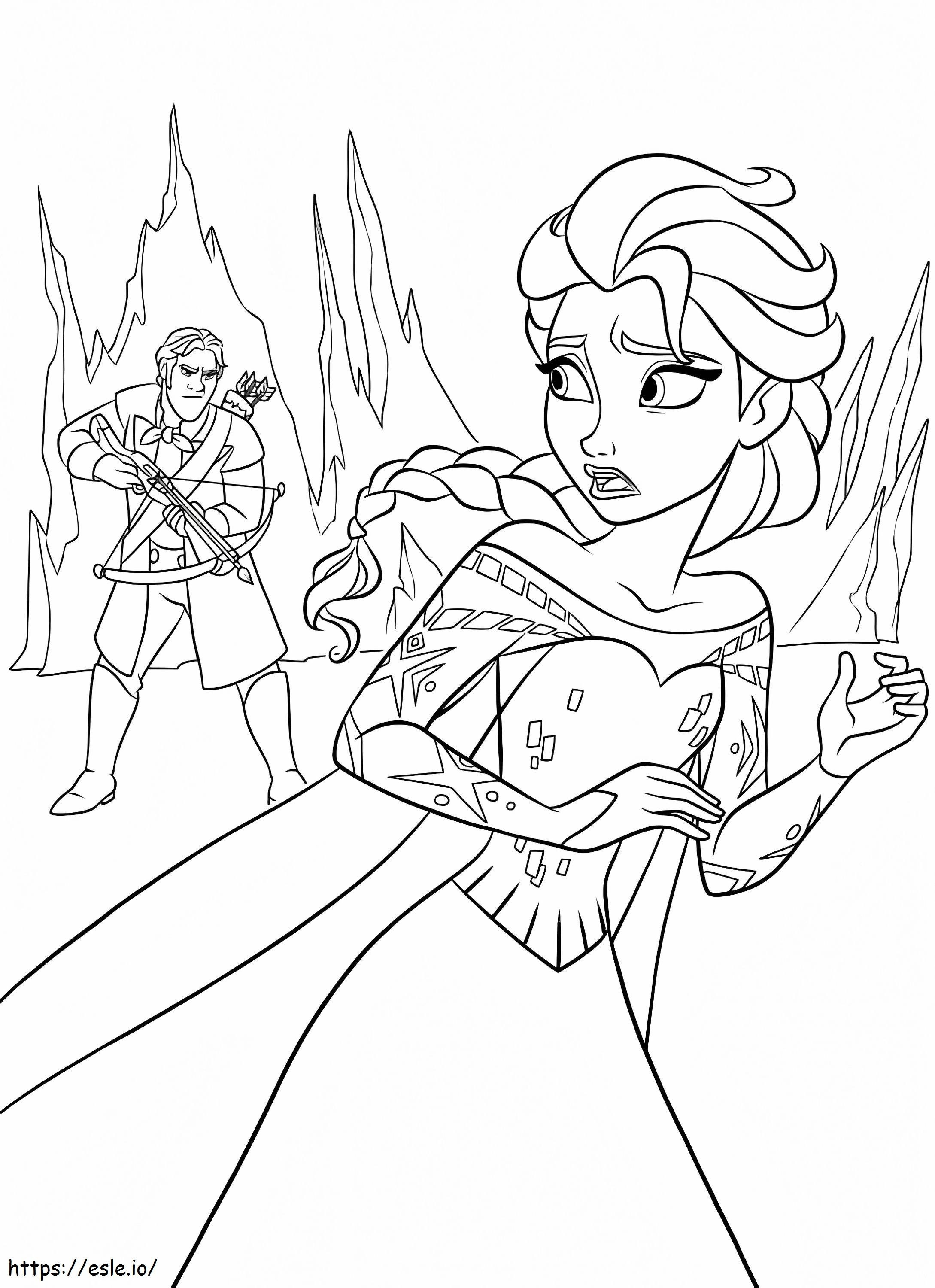 Hans Art atacando a Elsa para colorear