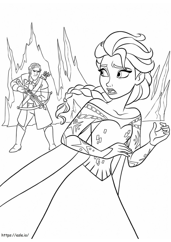 Hans Art atacando Elsa para colorir