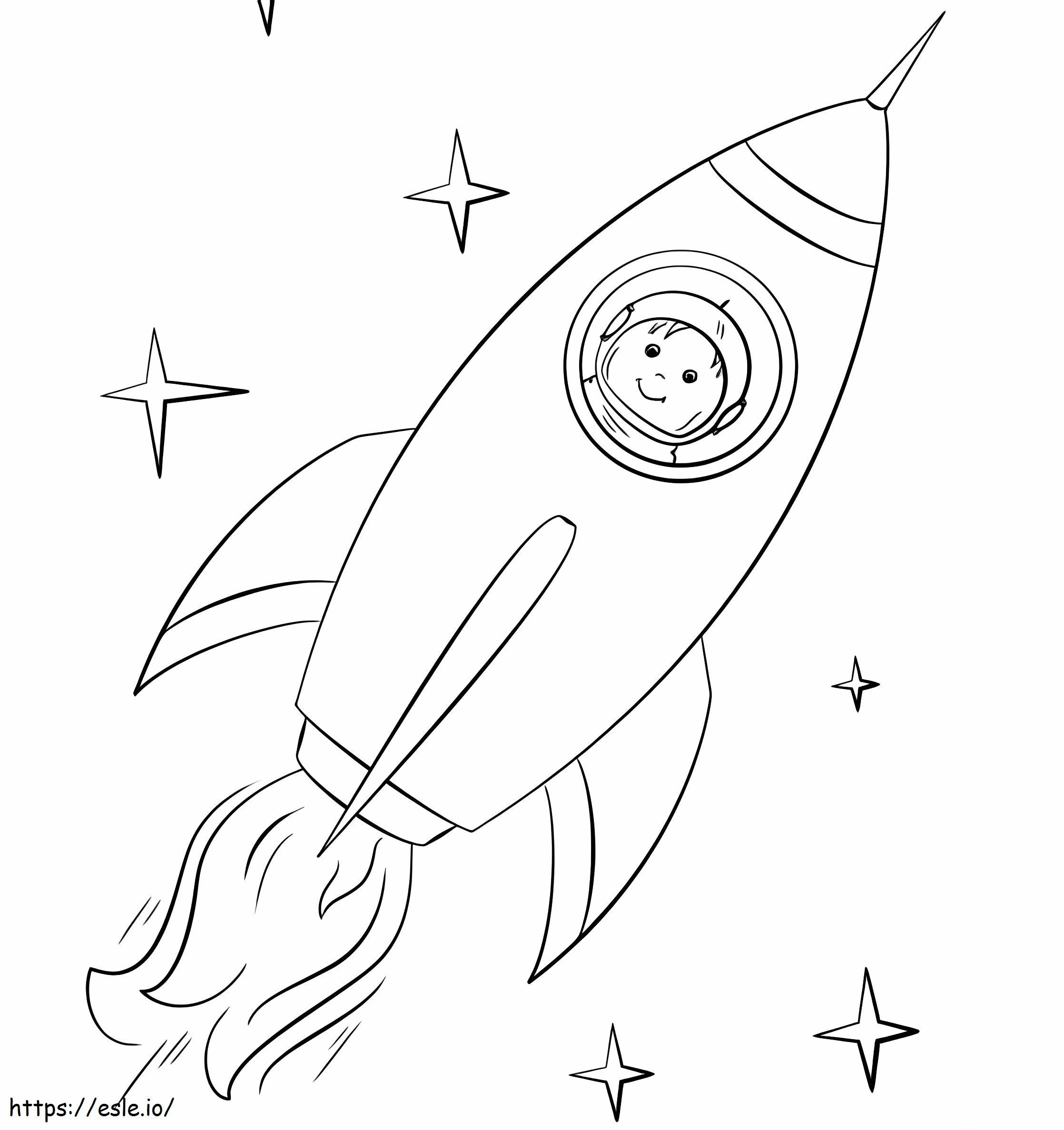 Coloriage Vol d'astronaute de garçon à imprimer dessin