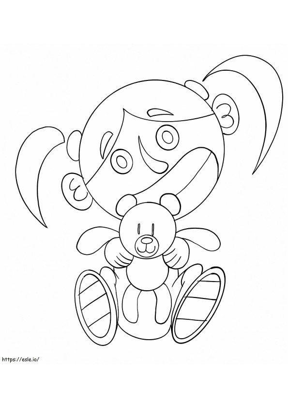 Baby Girl And Teddy coloring page
