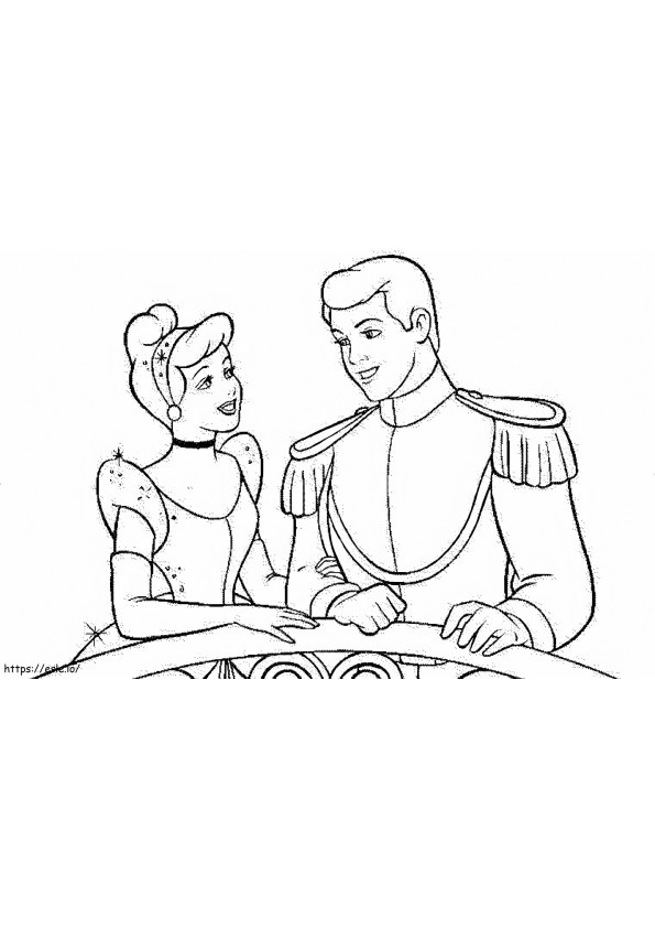 シンデレラと王子の顔 ぬりえ - 塗り絵