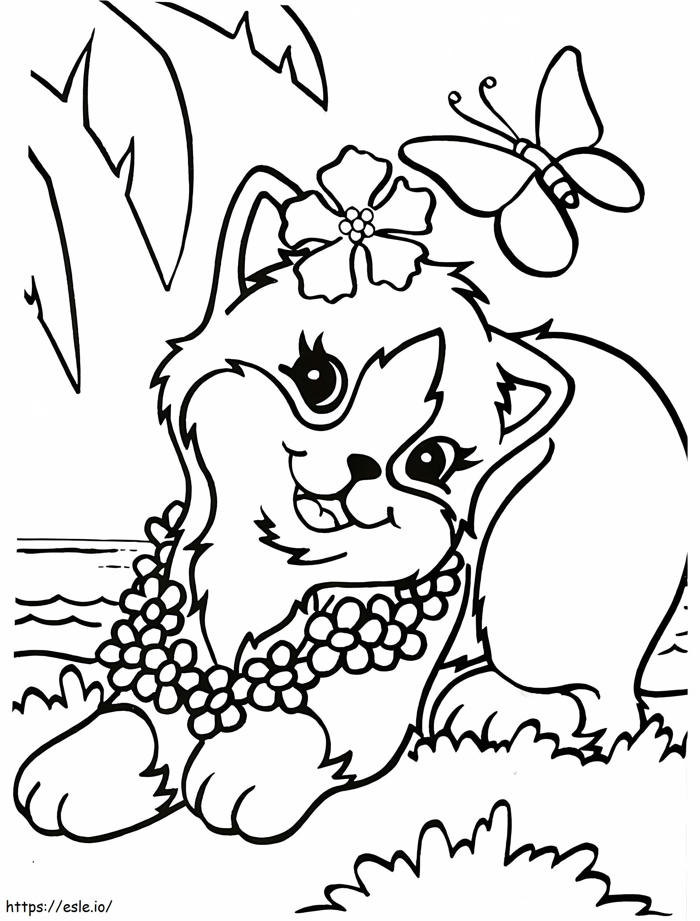 1566287093 Pretty Cat Lisa Frank A4 coloring page