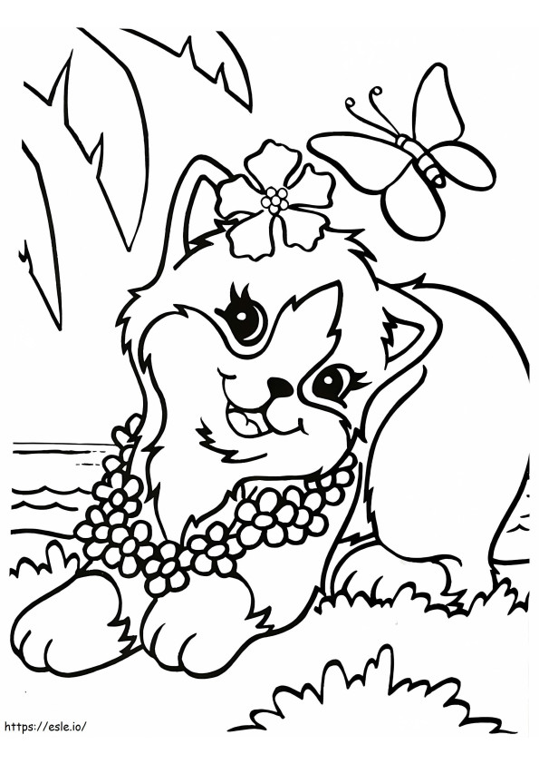 1566287093 Pretty Cat Lisa Frank A4 coloring page