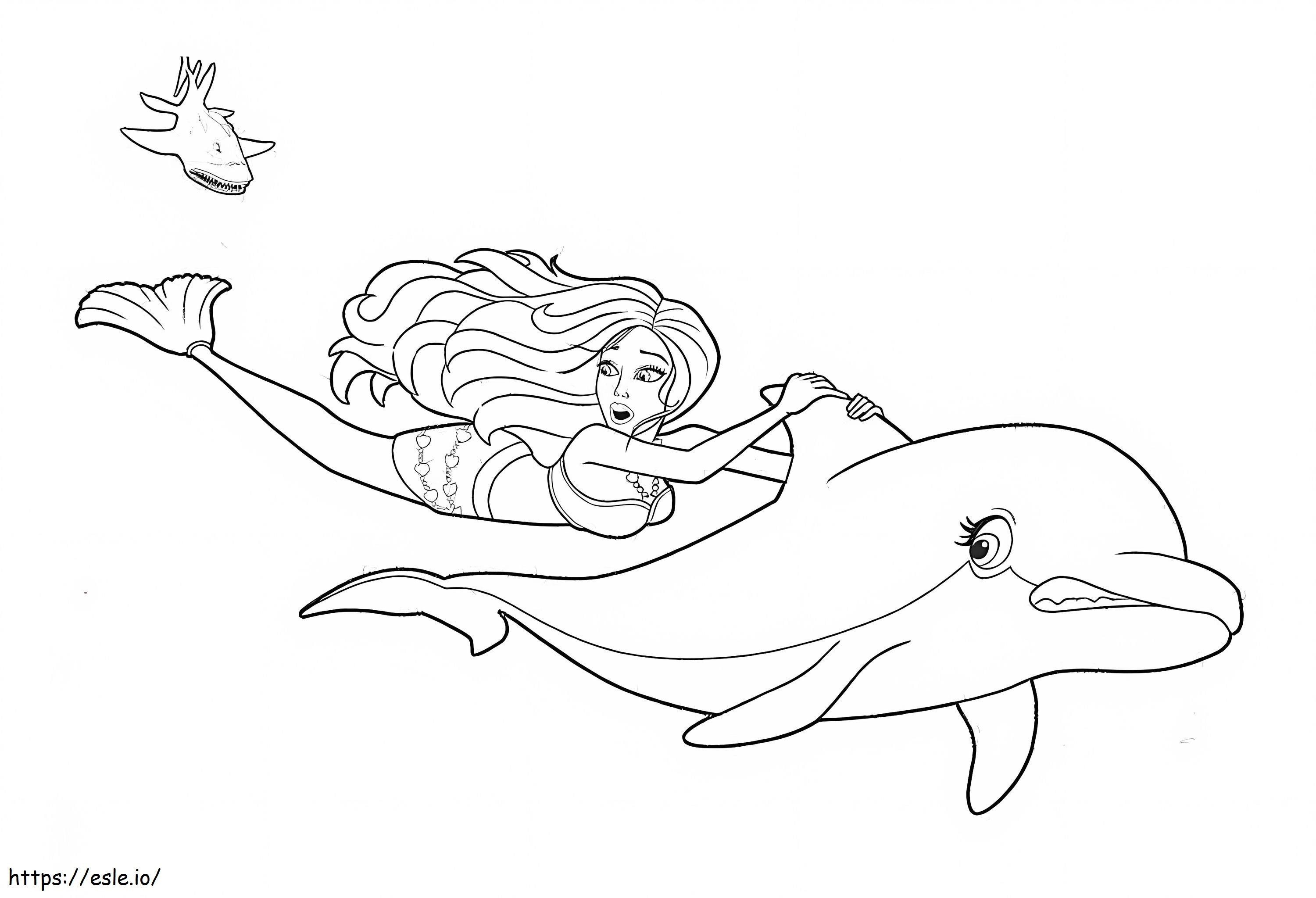 Barbie Meerjungfrau mit Delphin ausmalbilder