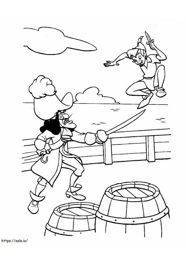 Coloriage Peter Pan contre Crochet à imprimer dessin