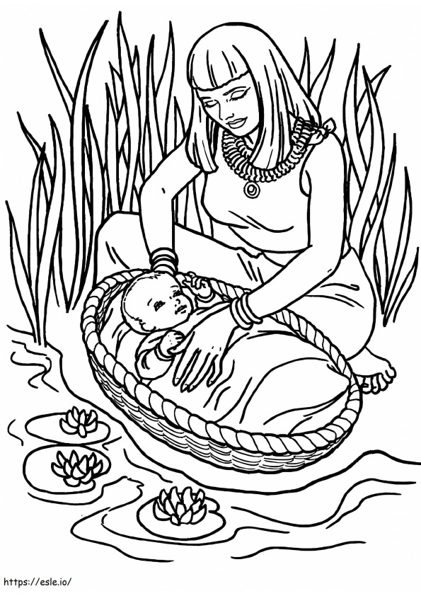 Desenhos para colorir do bebê Moisés para colorir