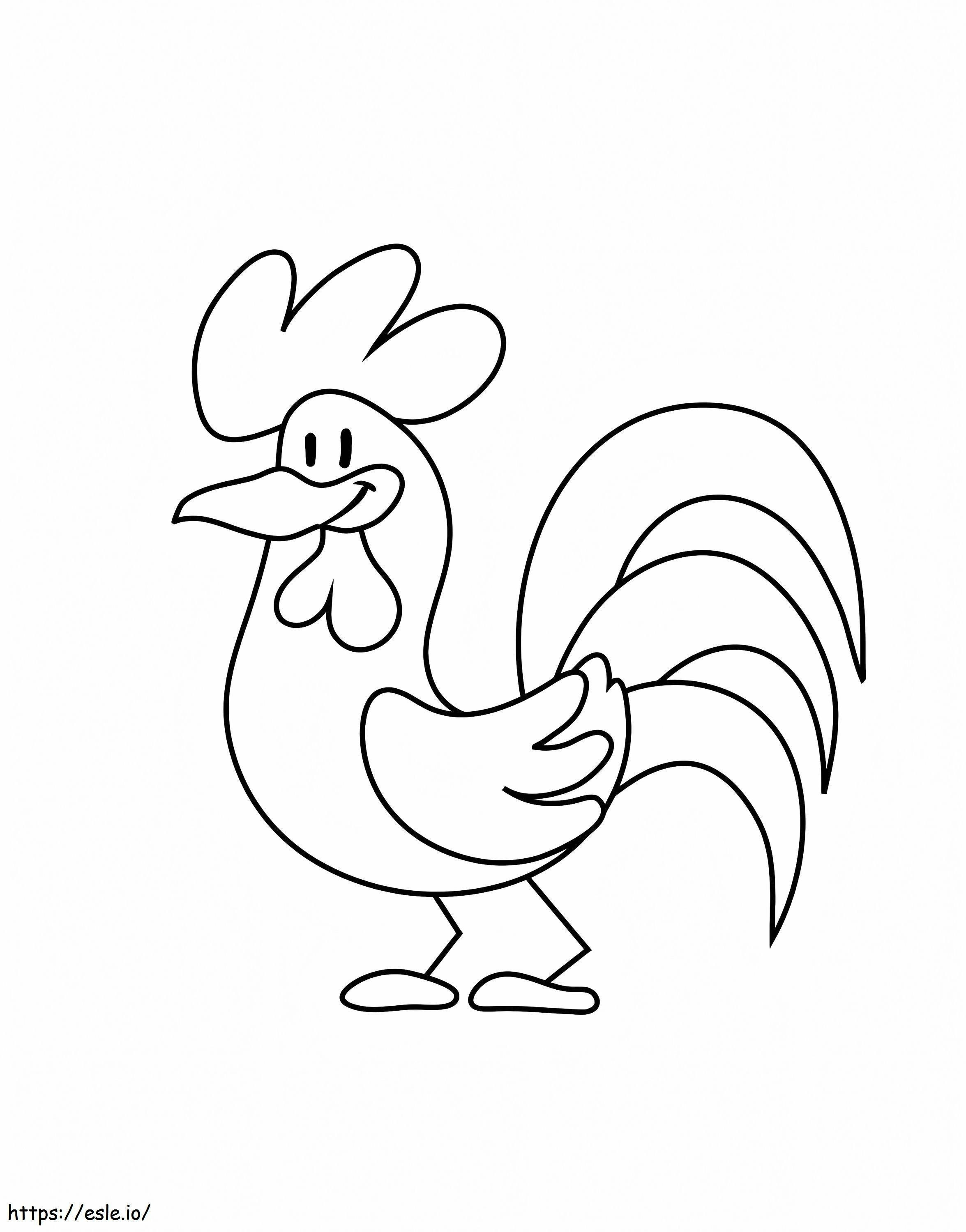 Smiling Chibi Rooster coloring page