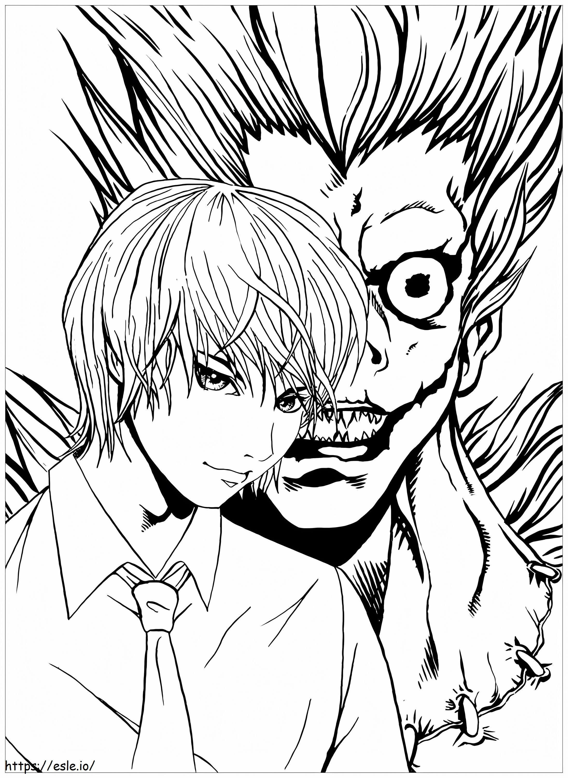 Yagami Raito e Ryuk para colorir