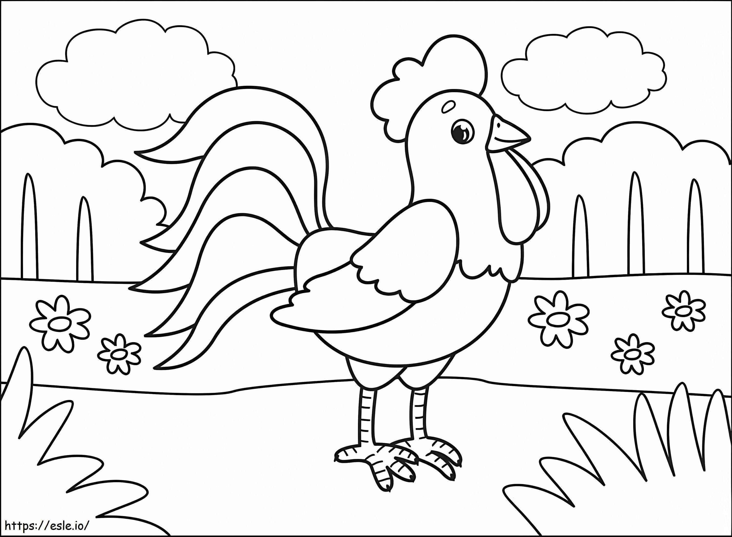Gallo de dibujos animados para colorear