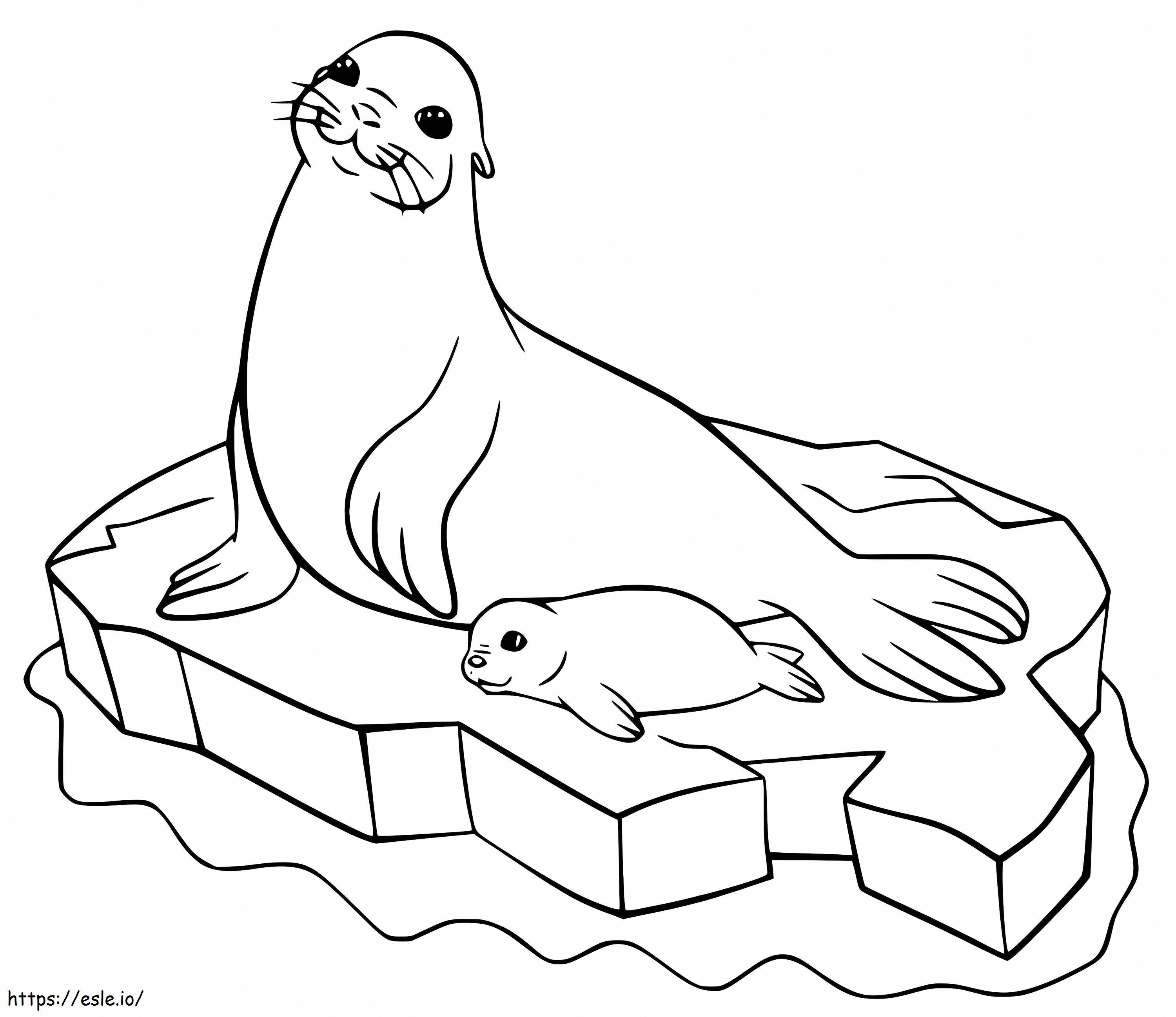 Sea Lions On Ice coloring page