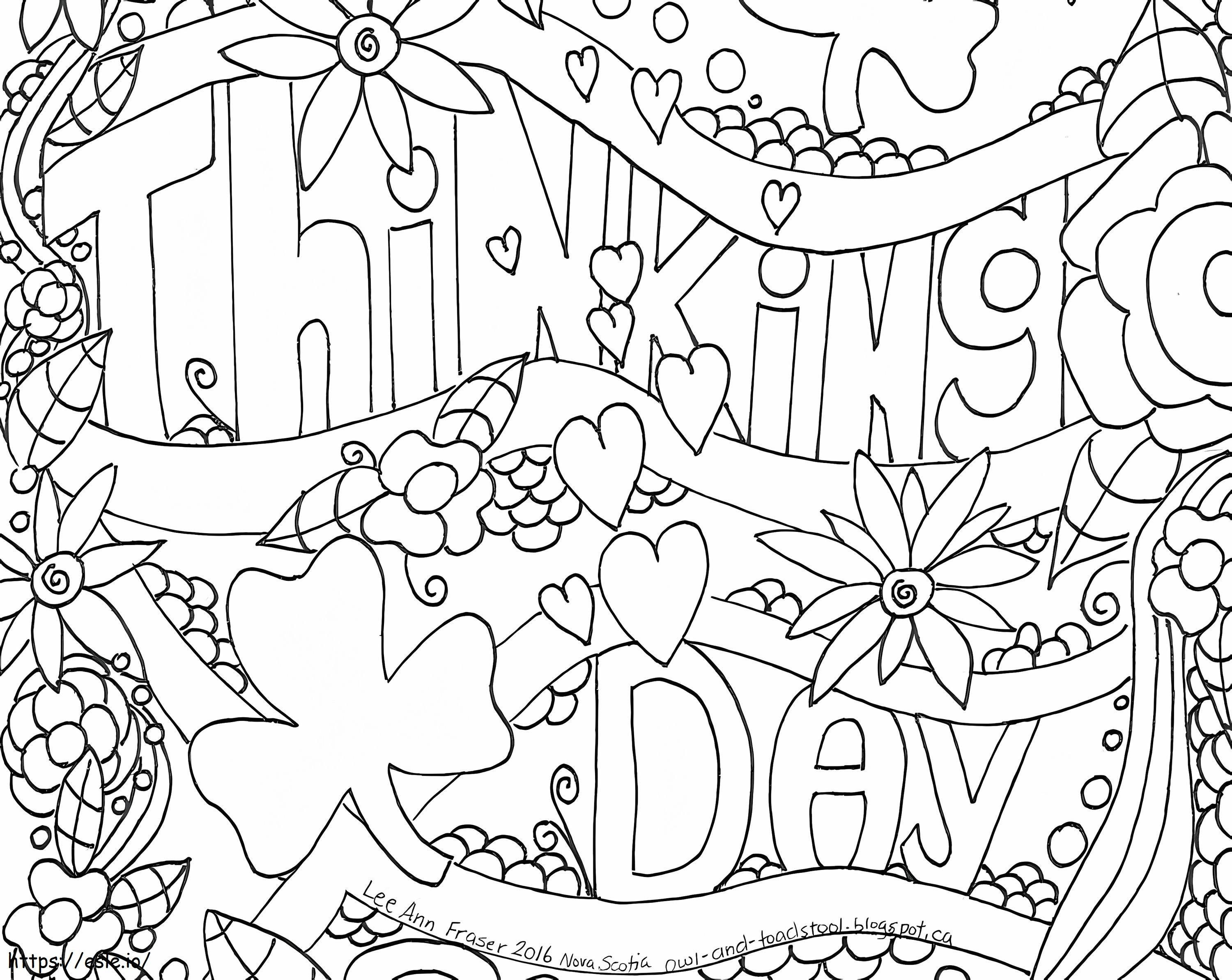 Doodle do Dia Mundial do Pensamento para colorir